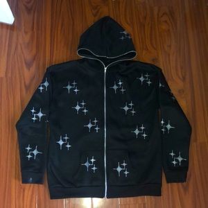 Y2K full zip hoodie to the face with rhinestone black